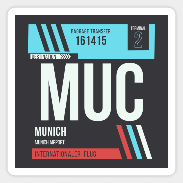 Munich (MUC) Airport Code Baggage Tag Magnet by SLAG_Creative